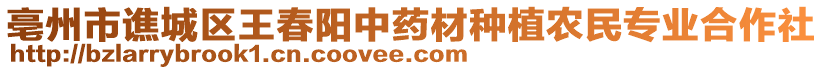 亳州市譙城區(qū)王春陽(yáng)中藥材種植農(nóng)民專(zhuān)業(yè)合作社