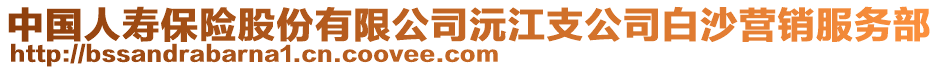 中國人壽保險股份有限公司沅江支公司白沙營銷服務部