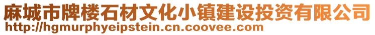 麻城市牌樓石材文化小鎮(zhèn)建設(shè)投資有限公司