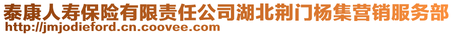 泰康人壽保險(xiǎn)有限責(zé)任公司湖北荊門楊集營銷服務(wù)部