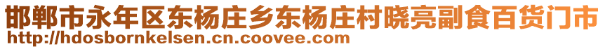 邯鄲市永年區(qū)東楊莊鄉(xiāng)東楊莊村曉亮副食百貨門市