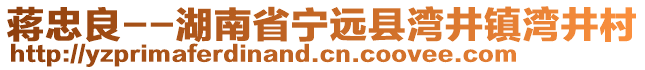 蒋忠良--湖南省宁远县湾井镇湾井村