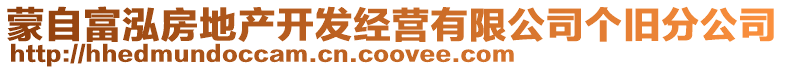 蒙自富泓房地產(chǎn)開發(fā)經(jīng)營(yíng)有限公司個(gè)舊分公司