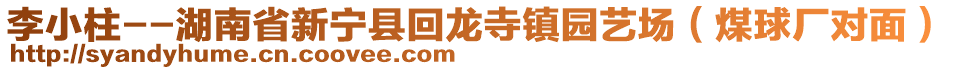 李小柱--湖南省新寧縣回龍寺鎮(zhèn)園藝場(chǎng)（煤球廠對(duì)面）