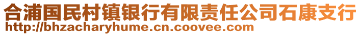 合浦國民村鎮(zhèn)銀行有限責任公司石康支行