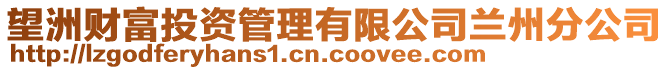 望洲财富投资管理有限公司兰州分公司