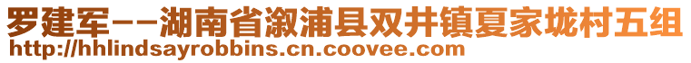 羅建軍--湖南省溆浦縣雙井鎮(zhèn)夏家垅村五組