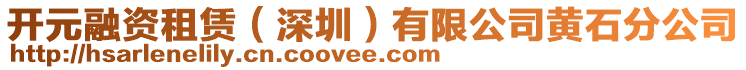 開元融資租賃（深圳）有限公司黃石分公司