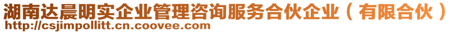 湖南達(dá)晨明實(shí)企業(yè)管理咨詢服務(wù)合伙企業(yè)（有限合伙）