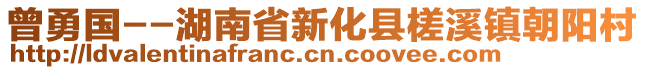 曾勇國--湖南省新化縣槎溪鎮(zhèn)朝陽村