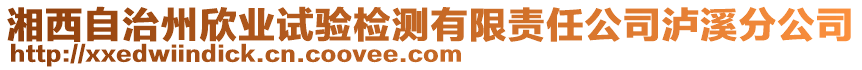 湘西自治州欣業(yè)試驗(yàn)檢測(cè)有限責(zé)任公司瀘溪分公司