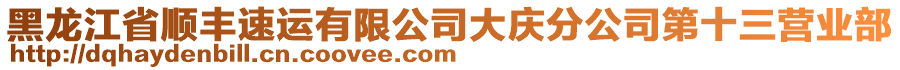 黑龙江省顺丰速运有限公司大庆分公司第十三营业部