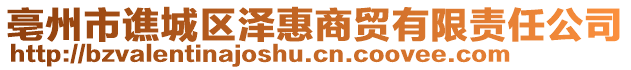 亳州市譙城區(qū)澤惠商貿有限責任公司