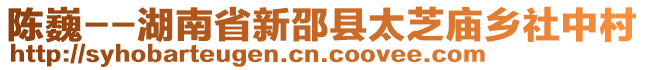 陳巍--湖南省新邵縣太芝廟鄉(xiāng)社中村