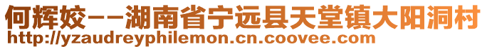 何輝姣--湖南省寧遠(yuǎn)縣天堂鎮(zhèn)大陽洞村