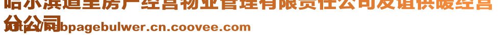 哈爾濱道里房產(chǎn)經(jīng)營物業(yè)管理有限責任公司友誼供暖經(jīng)營
分公司