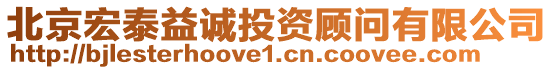 北京宏泰益誠投資顧問有限公司