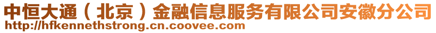 中恒大通（北京）金融信息服務(wù)有限公司安徽分公司