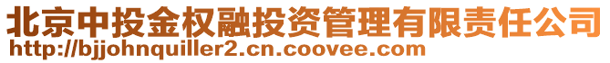 北京中投金權(quán)融投資管理有限責(zé)任公司