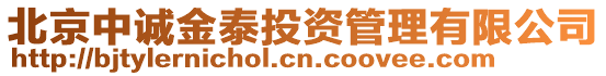 北京中誠金泰投資管理有限公司