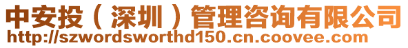 中安投（深圳）管理咨詢有限公司