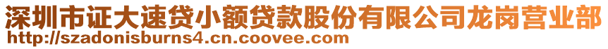 深圳市證大速貸小額貸款股份有限公司龍崗營業(yè)部