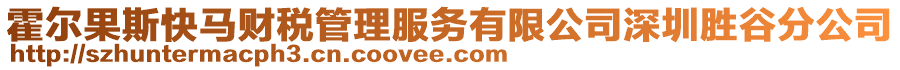 霍爾果斯快馬財稅管理服務(wù)有限公司深圳勝谷分公司