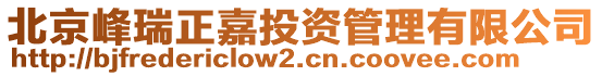 北京峰瑞正嘉投資管理有限公司