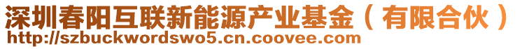 深圳春陽互聯(lián)新能源產(chǎn)業(yè)基金（有限合伙）