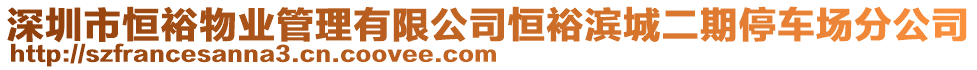 深圳市恒裕物業(yè)管理有限公司恒裕濱城二期停車場分公司