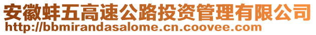 安徽蚌五高速公路投資管理有限公司