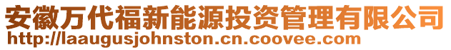 安徽萬代福新能源投資管理有限公司